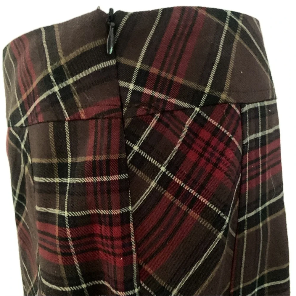 Kenar Tartan Skirt 10 Dark Academia Fluted Hemline Plaid - Picture 5 of 6